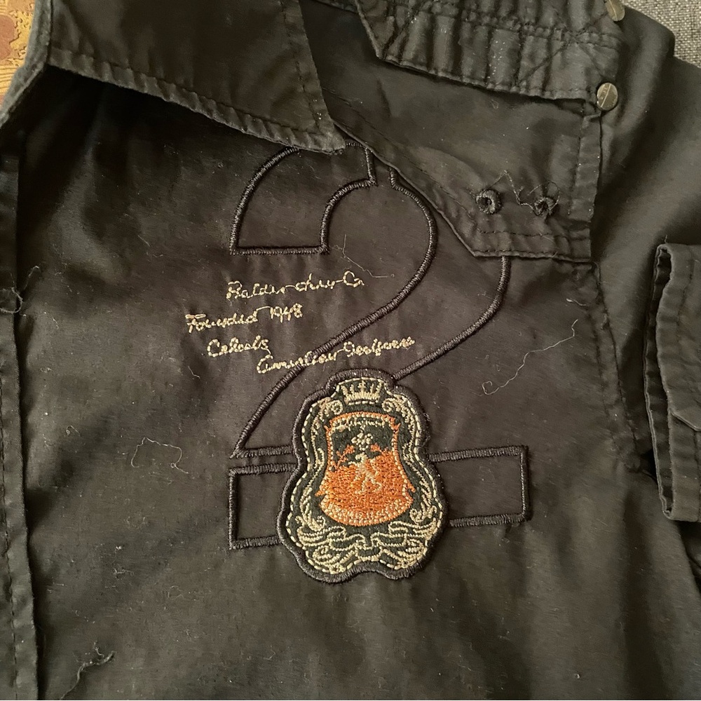 Black Embroidered Button-Up Shirt